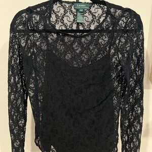 Ralph Lauren Black Floral Lace Blouse